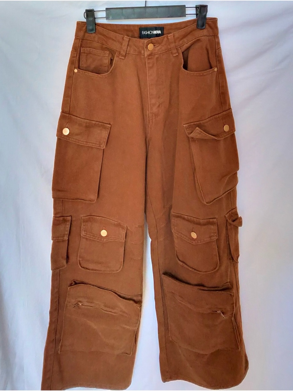 Fashion Nova Men's Rust Brown Cargo Utility Pants